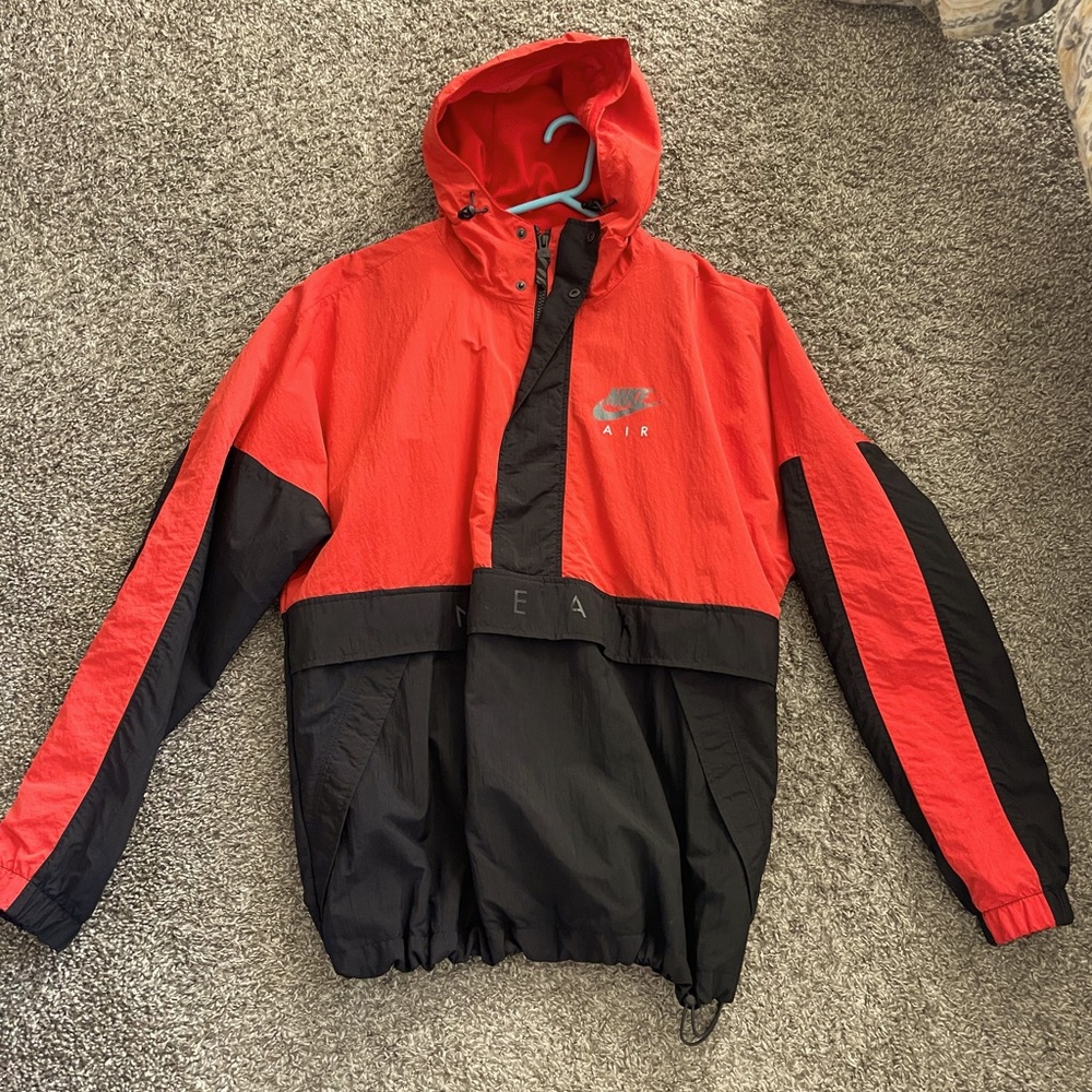 Nike Air Half Zip Rain Jacket with hood | Color: Red/Black | Size: Medium